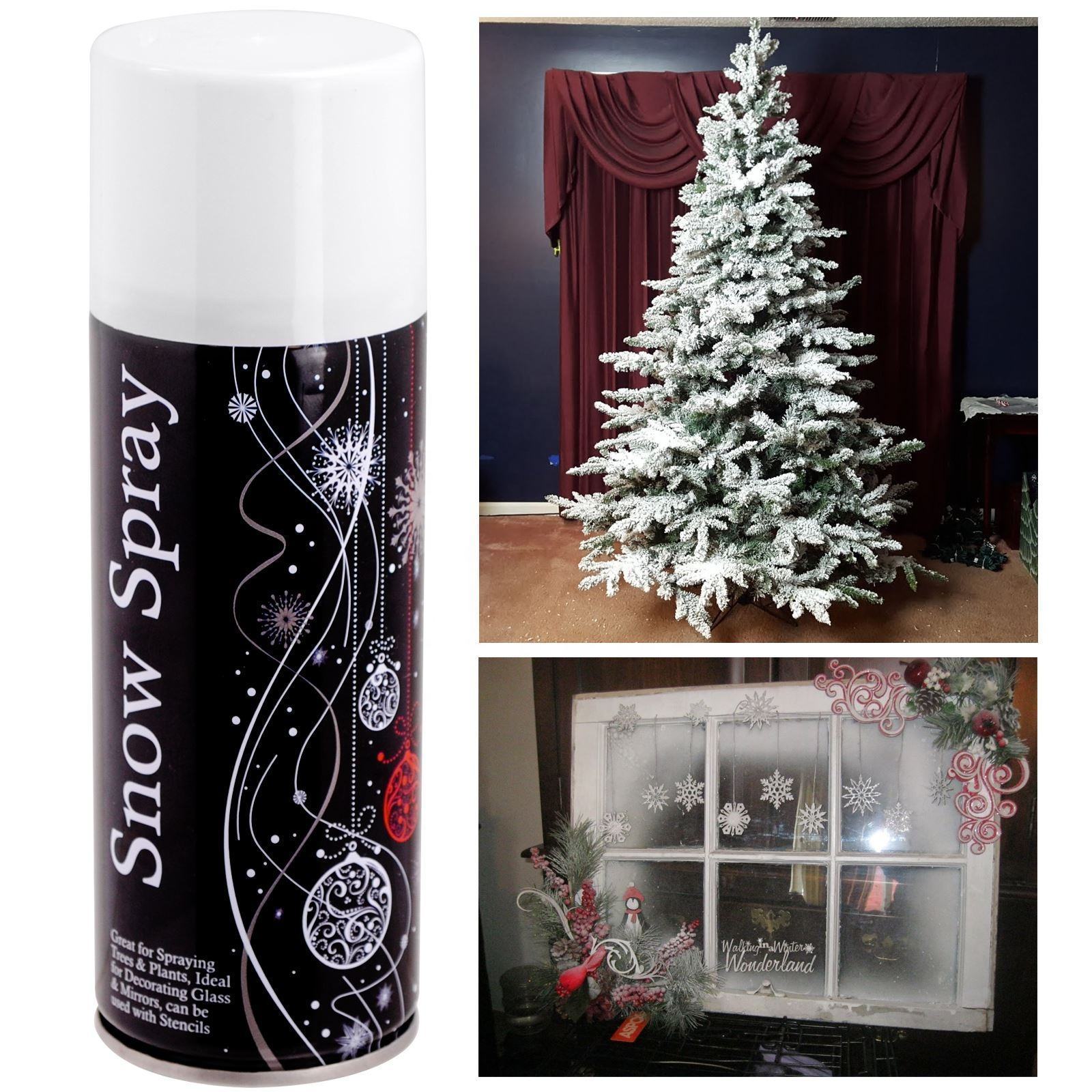 Custom logo Christmas Tree Flocked Snowflake Glass Window Decoration White Artificial party Spray Snow