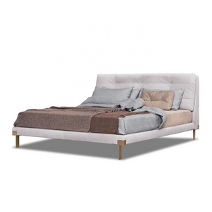 Nubuck upholstered platform king size bed frame with headboard bedroom furniture