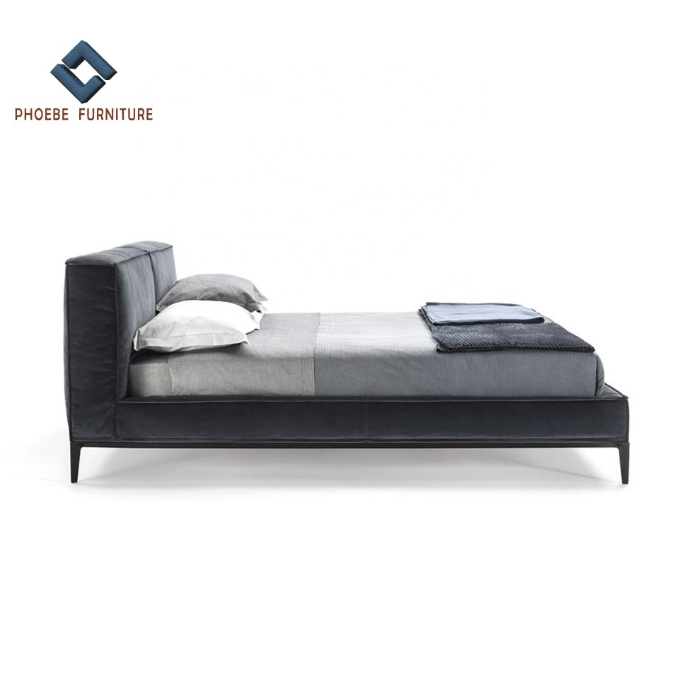 Italian designer king and queen size platform bed sets with upholstered headboard