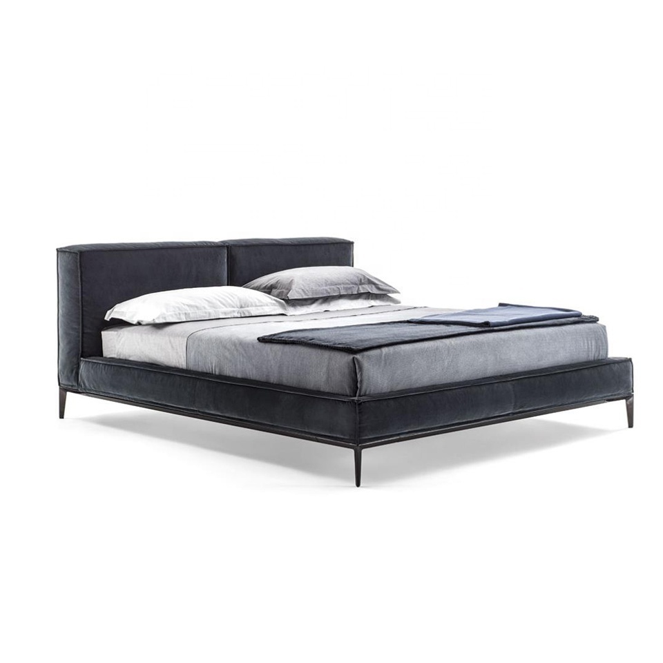 Italian designer king and queen size platform bed sets with upholstered headboard