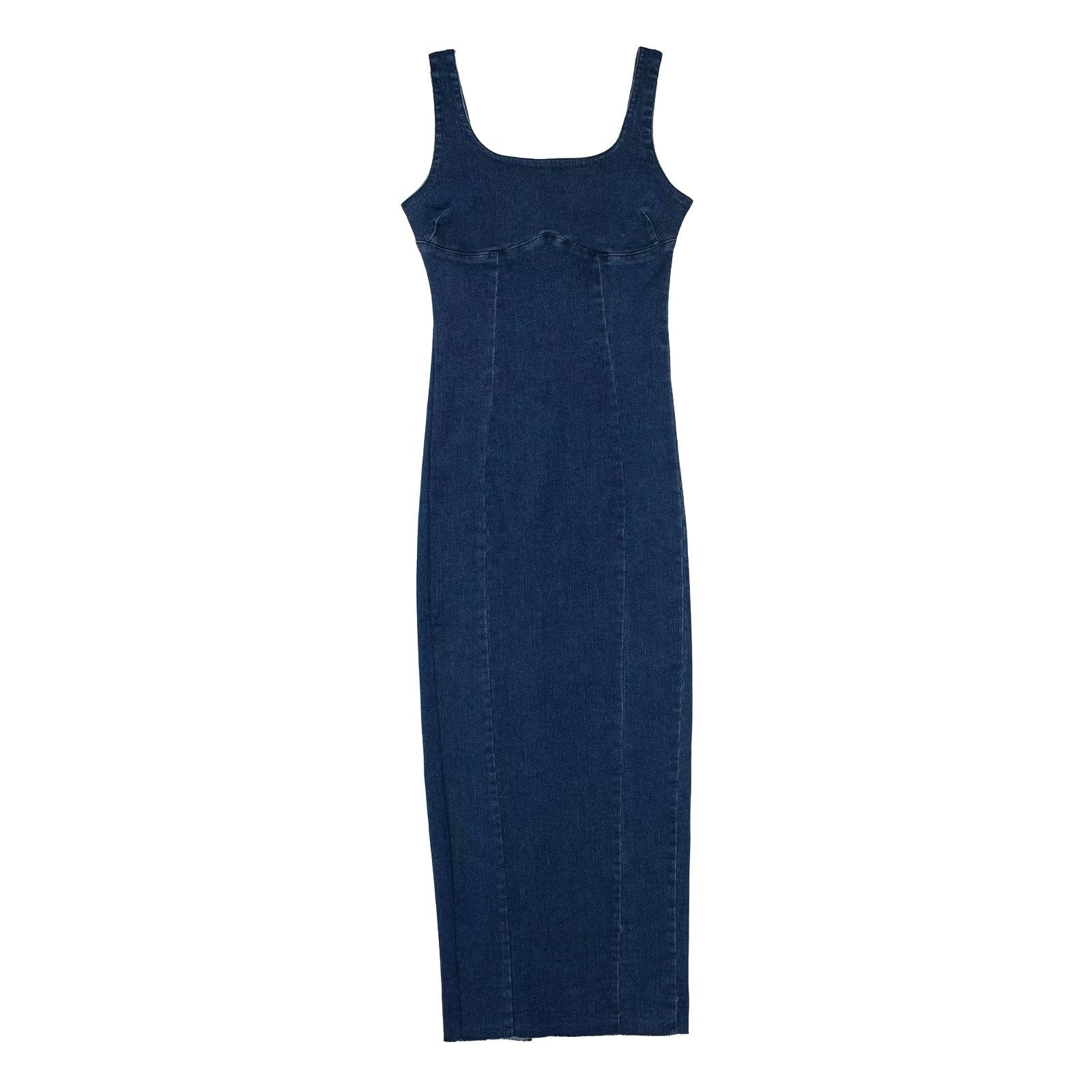 X09704c 2023 Denim Slip Dress Woman Blue Bodycon Long Dress Women Sleeveless Backless Sexy Party Dresses