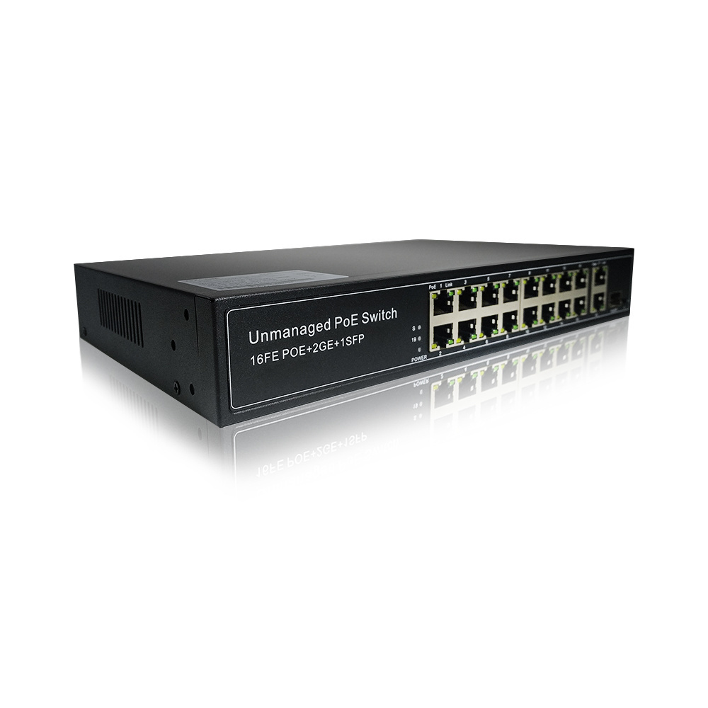 Manufacturer 16 rj45 port 100gb enterpriseclass  poe network ethernet switch plus 2 gigabit uplink port