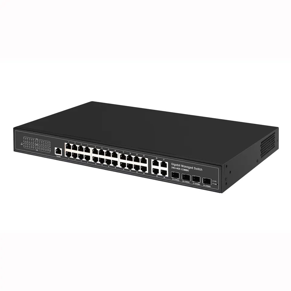 Wholesale IEEE802.3af/at  L2 managed 10/100/1000Mbps stackable network Switch 24 port poe gigabit switch with 4 combo