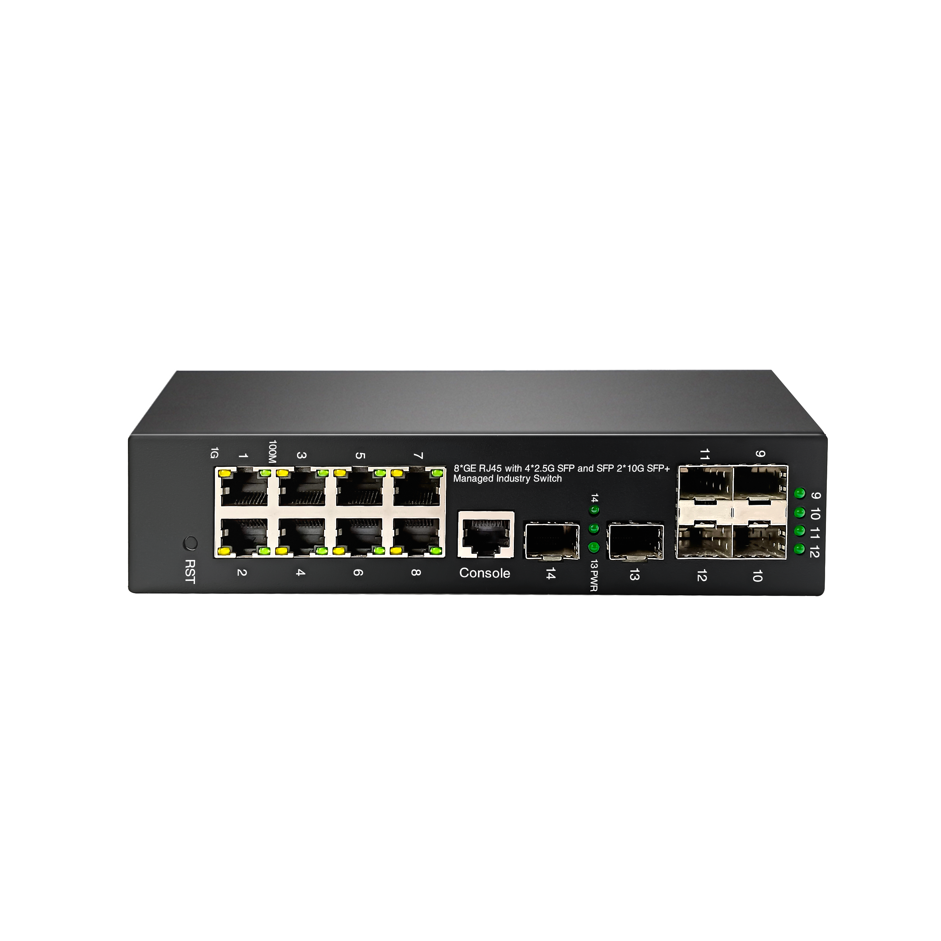 10G/2.5G Industrial gigabit Ethernet managed Poe switch 8 port+ 4 x2.5G + 2 x 10Gb uplink dual DC 12~54V network switch