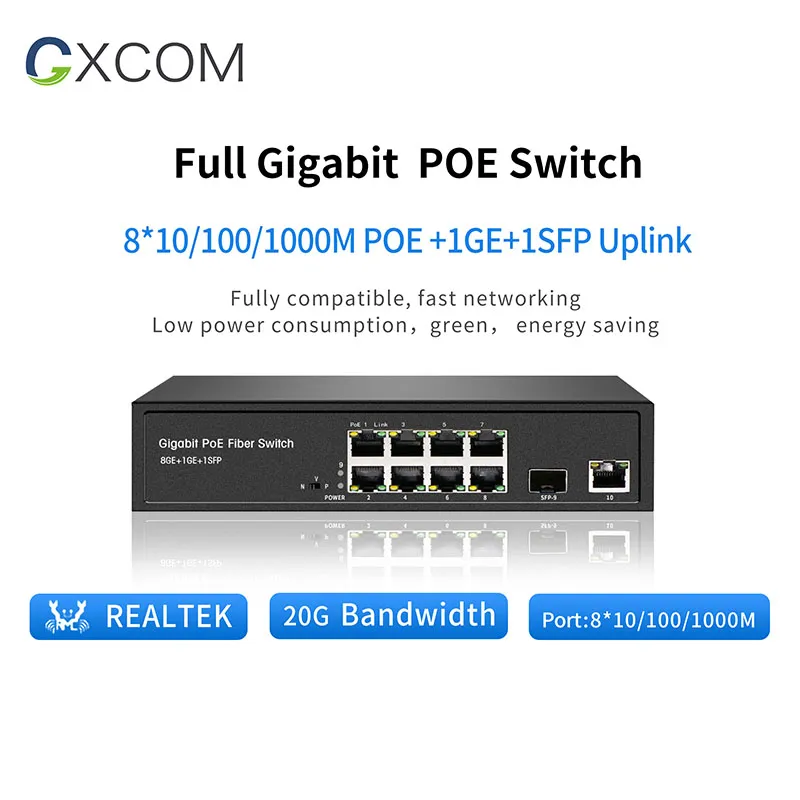 Top quality OEM/ODM 802.3af/at gigabit Ethernet PoE switch 48V 8 16 24 port 10/100/1000Mbps PoE network switch for IP Camera