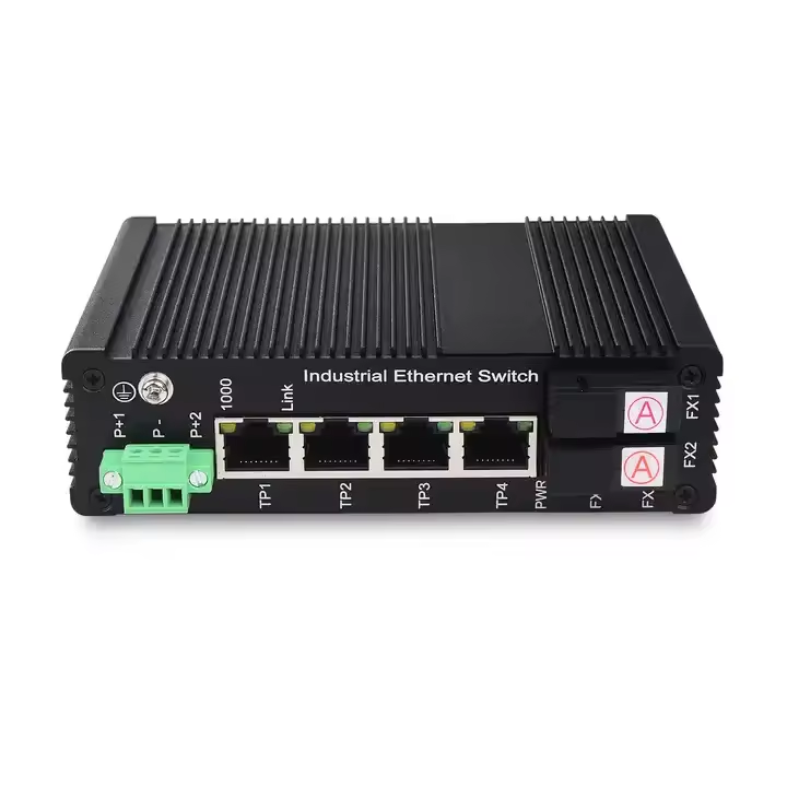 Professional Industrial poe switch 4 ports 1000M with 2 SFP uplink din rail Industrial PoE switch