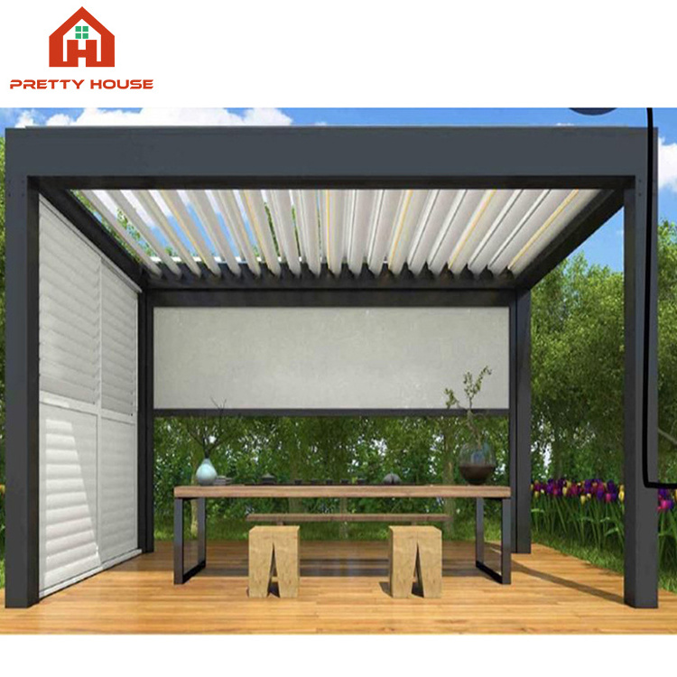 Aluminum Waterproof Louver Gazebo Outdoor Bioclimatic Awning Louvre System Roof Pergola