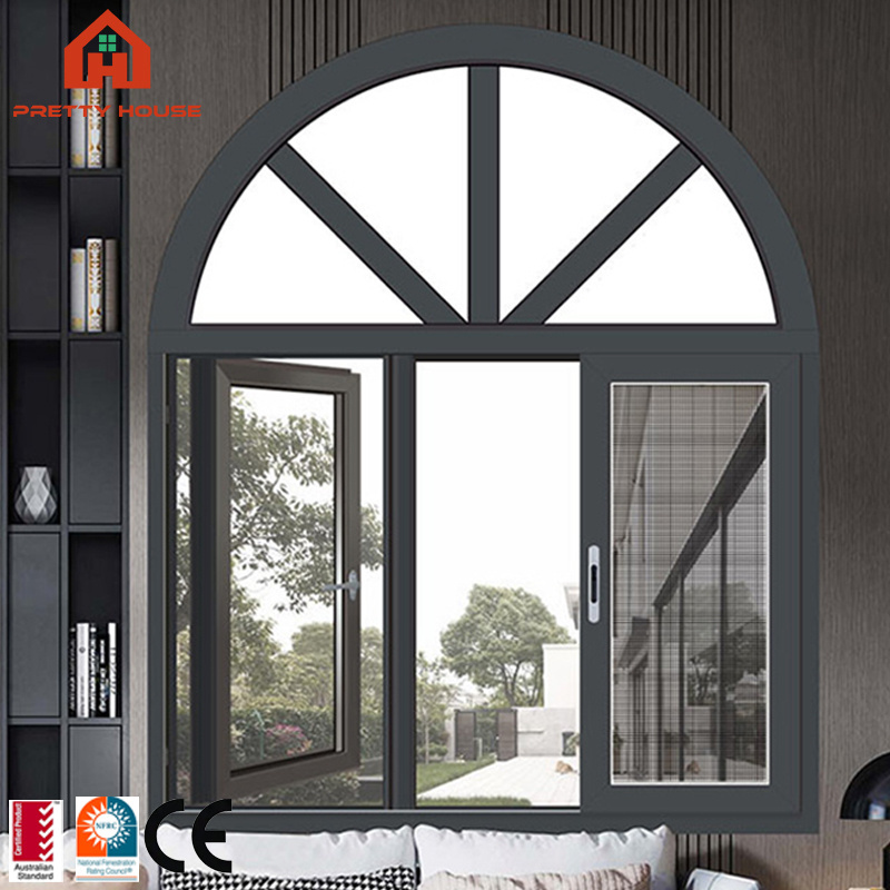 Aluminium hurricane american german standard arched casement windows