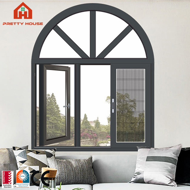 Aluminium hurricane american german standard arched casement windows