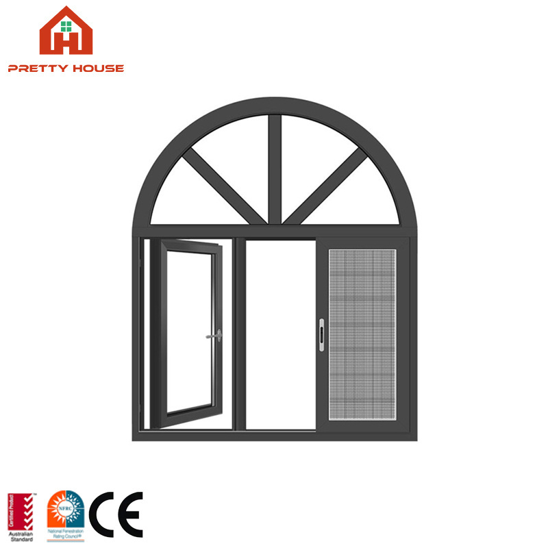 Aluminium hurricane american german standard arched casement windows