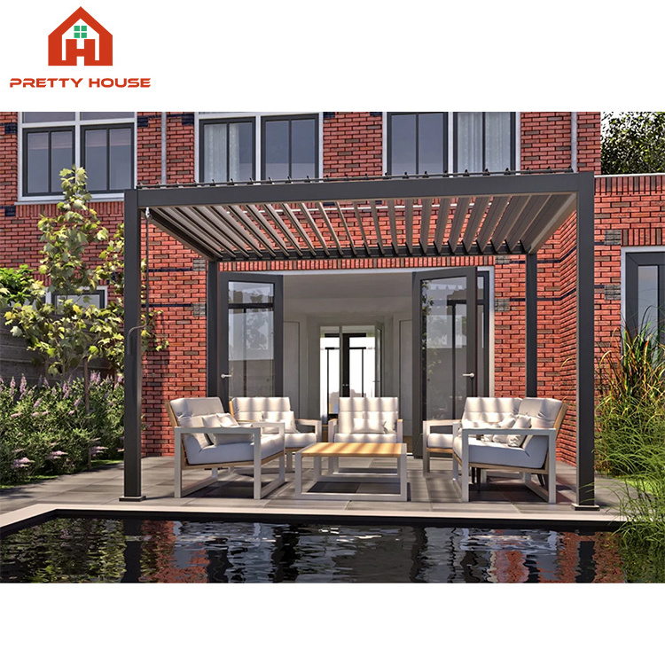 12x16 electric outdoor louver aluminum pergola