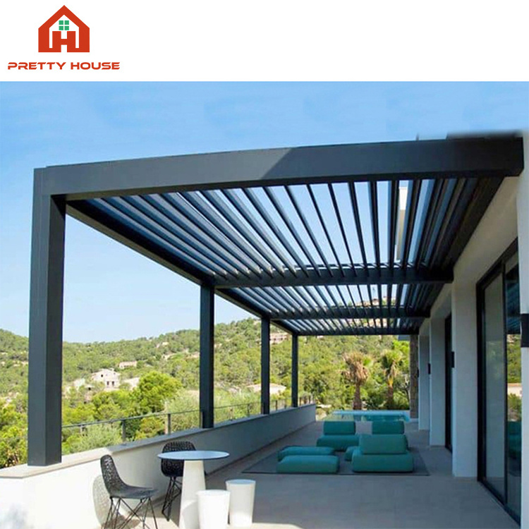 Retractable toit wall mounted outdoor adjustable louvered aluminum pergola