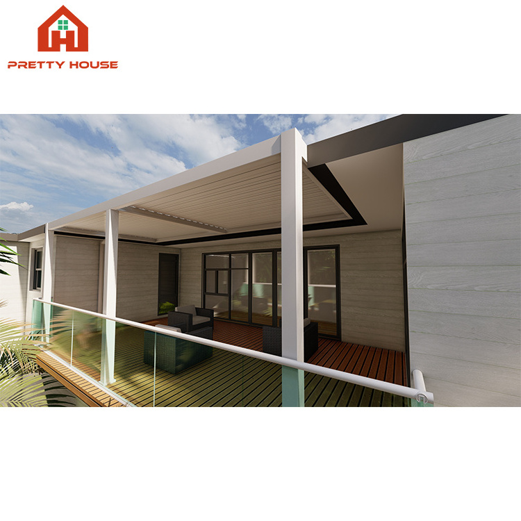 Gazebo retractable remote controlfolded roof louver pergola