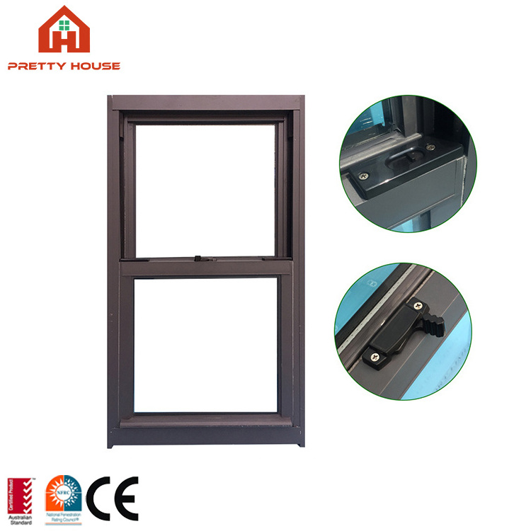 American Replacement Top Hung Sash Window Aluminum Exterior Vertical Sliding Double Single Hung Windows With Screen