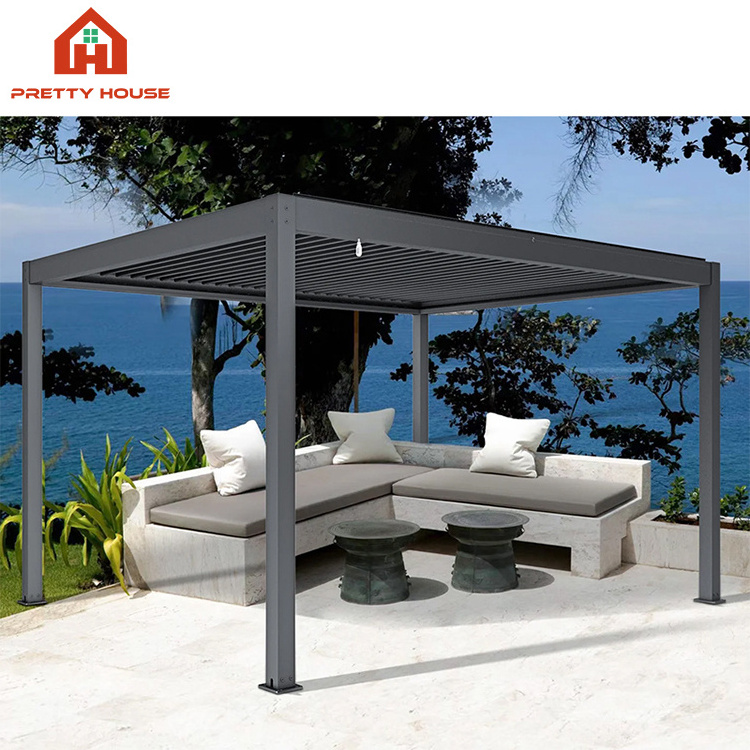 Store garden sun shade white smart pergola outdoor patio cover retractable louvered roof pergola with Canopy