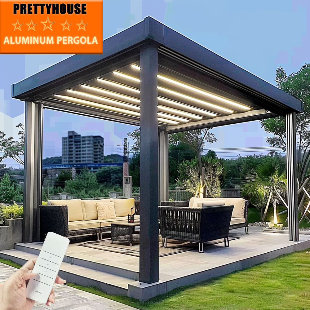 Motorized waterproof aluminum patio louvered pergola