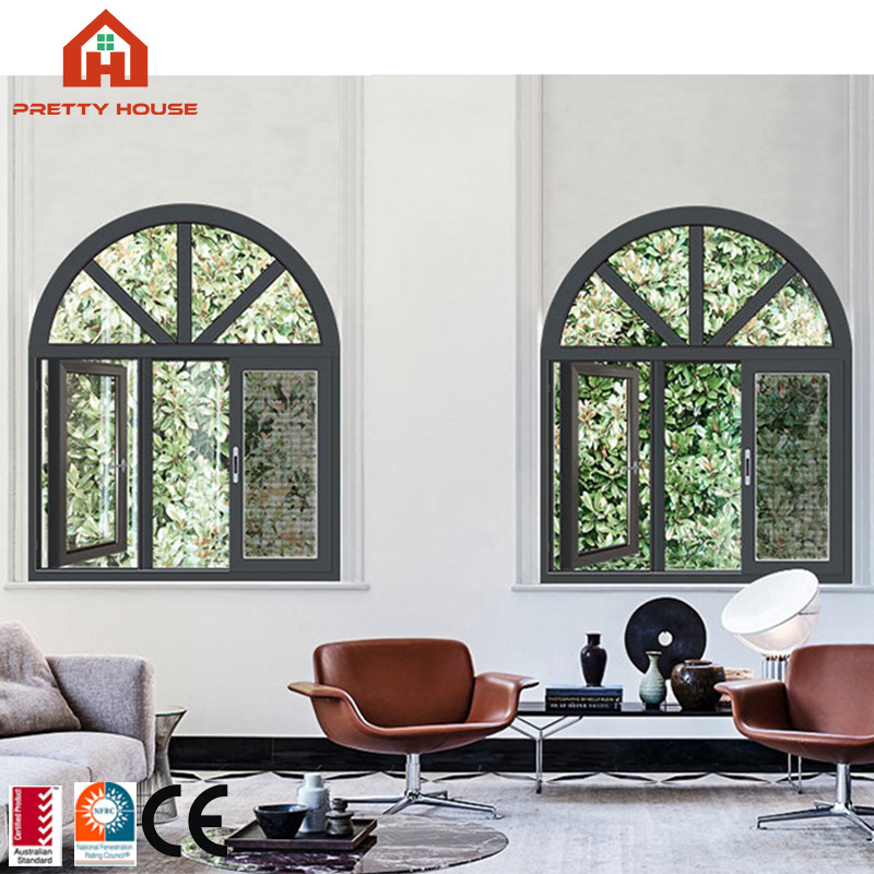 European aluminium arch house casement windows