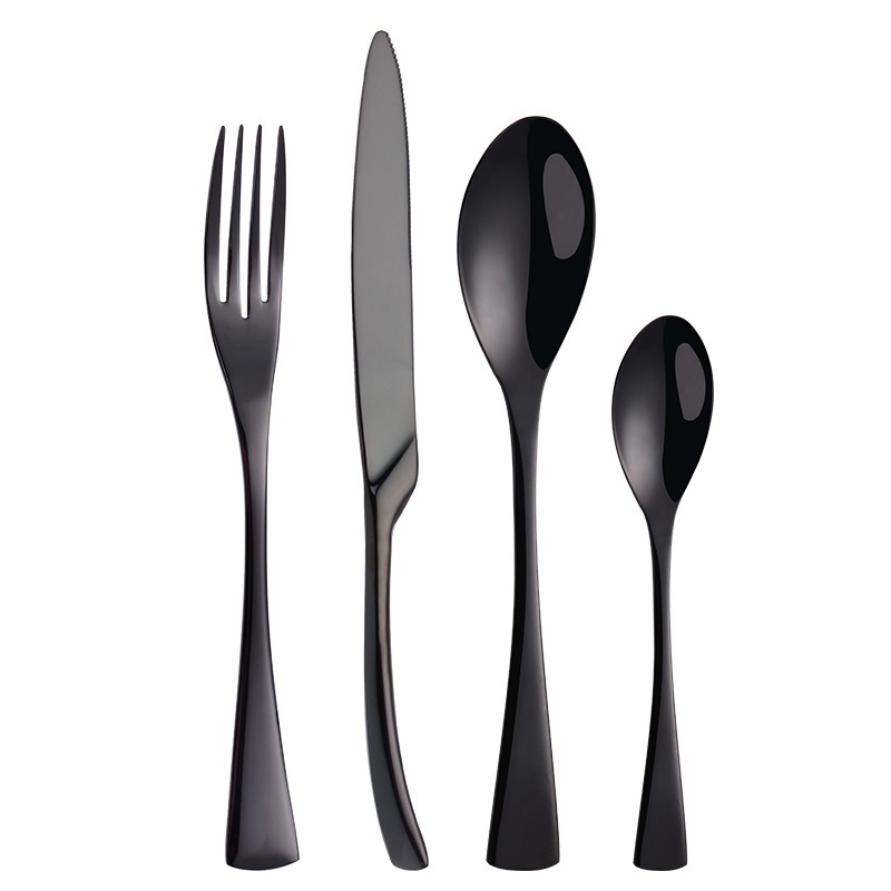 Factory Sale Kaya Black Flatware Set Knife Spoon Forks Modern Cutlery Sets Luxury Stainless Steel Black Cutlery Set