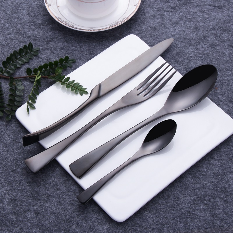 Factory Sale Kaya Black Flatware Set Knife Spoon Forks Modern Cutlery Sets Luxury Stainless Steel Black Cutlery Set