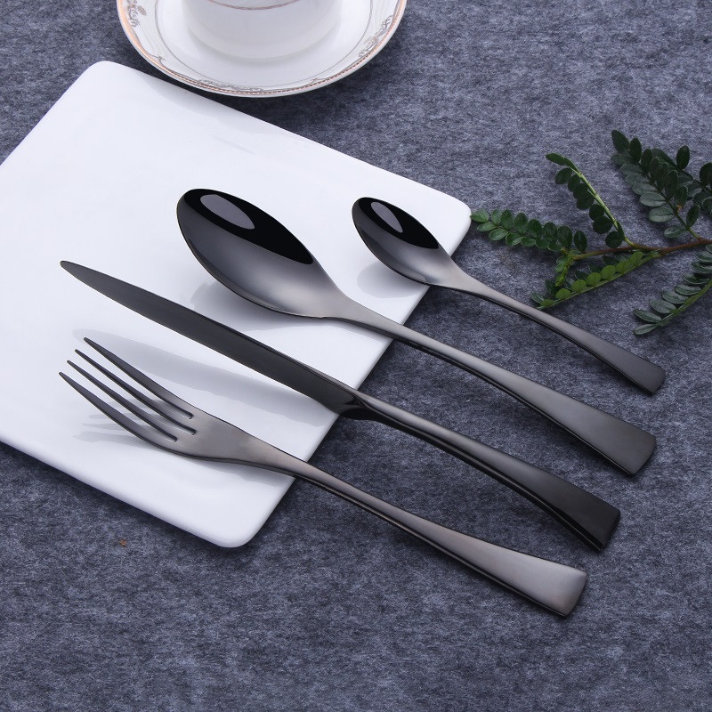 Factory Sale Kaya Black Flatware Set Knife Spoon Forks Modern Cutlery Sets Luxury Stainless Steel Black Cutlery Set