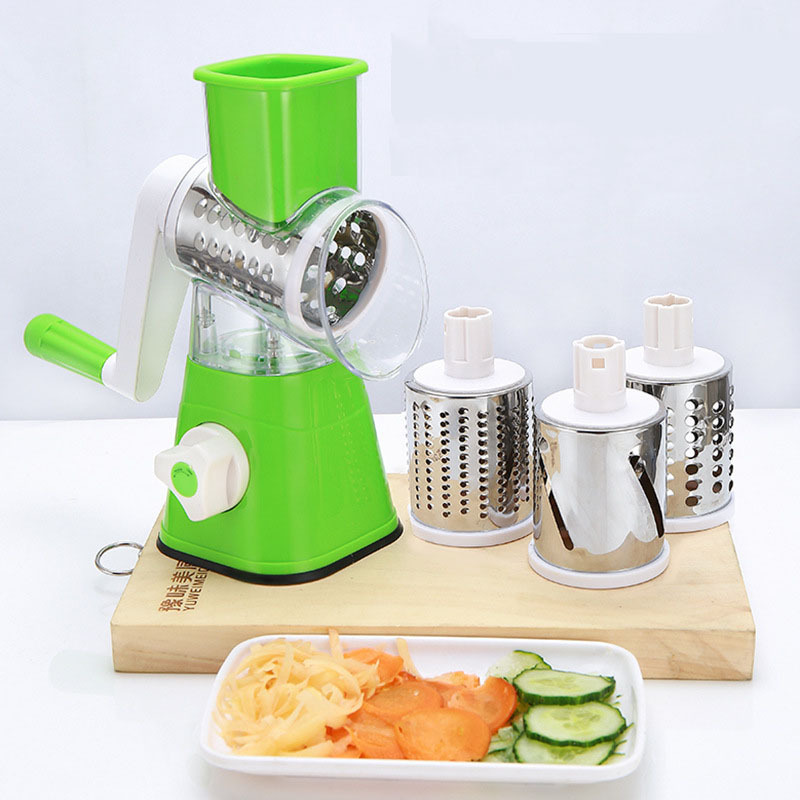 ABS Stainless Steel Multifunctional Rotary Manual Fruit And Vegetable Cutter 3 In 1 Manual Drum Vegetable Cutter