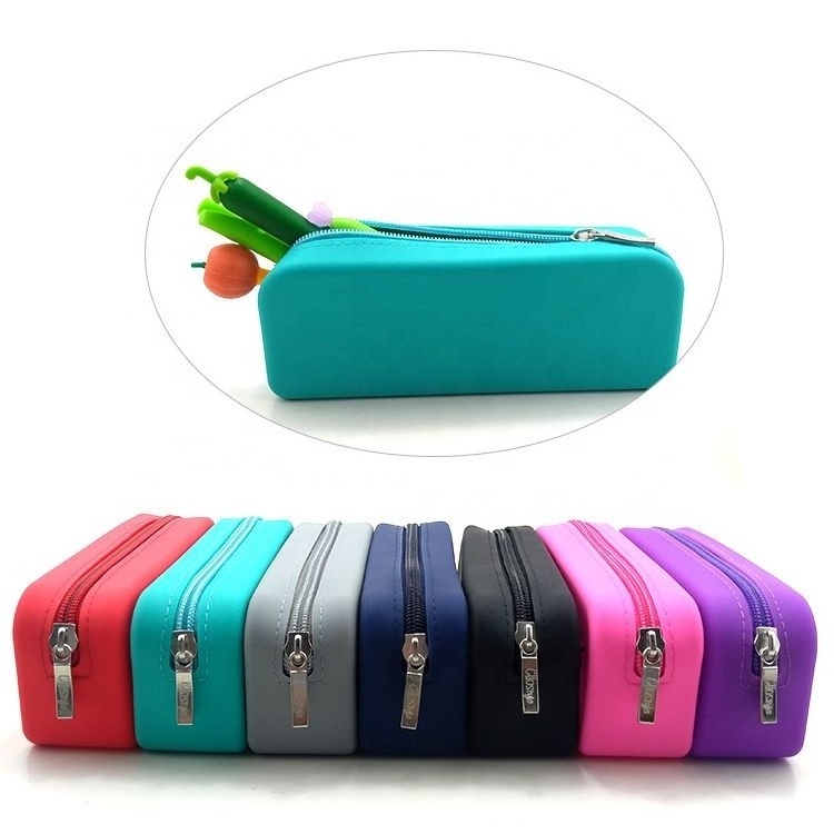 High quality customized soft back to school silicone pencil case pencil box for kids