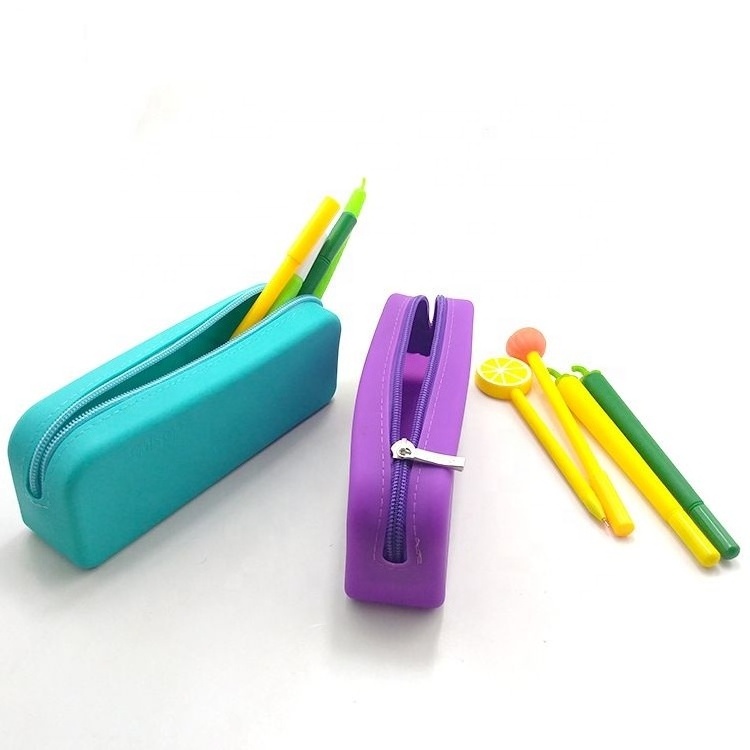 High quality customized soft back to school silicone pencil case pencil box for kids