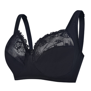 Full Figure Wireless Sheer Bra PengSheng Lightweight Bow Wave Lace Bra for Fat Women Plus Size Bra Big Size