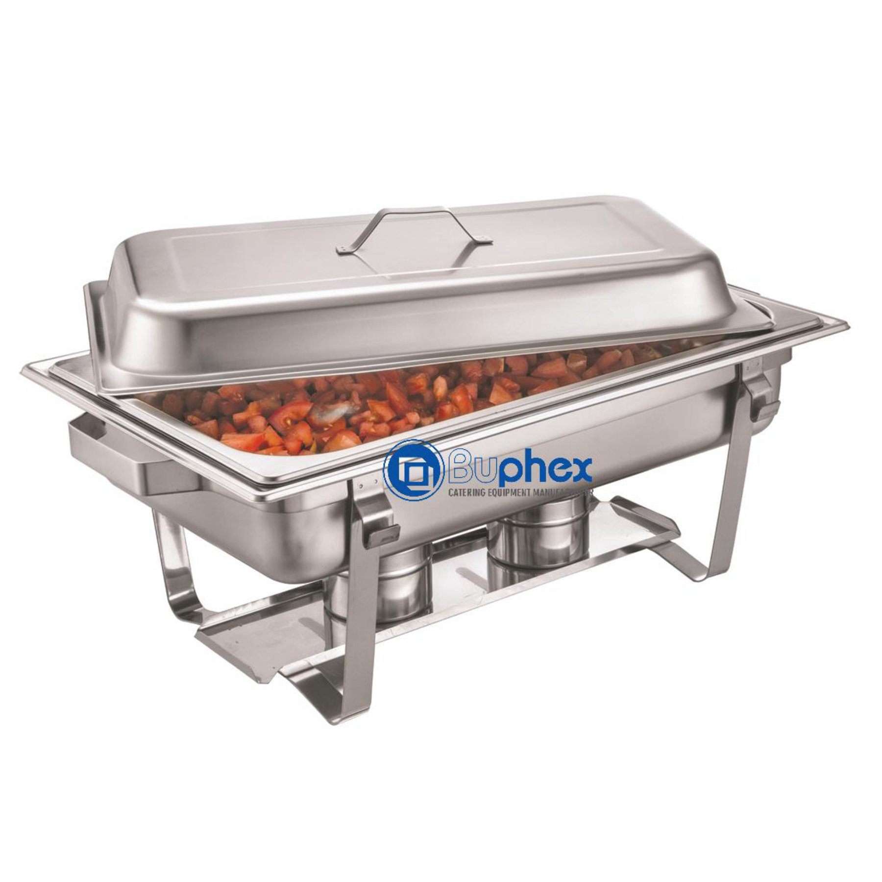 Buphex SS201 Chafer Hotel Equipment 433-2 Economy Chafing Dish 8L with GN1/2x2 Food warmer for Buffet, Party, Restaurant