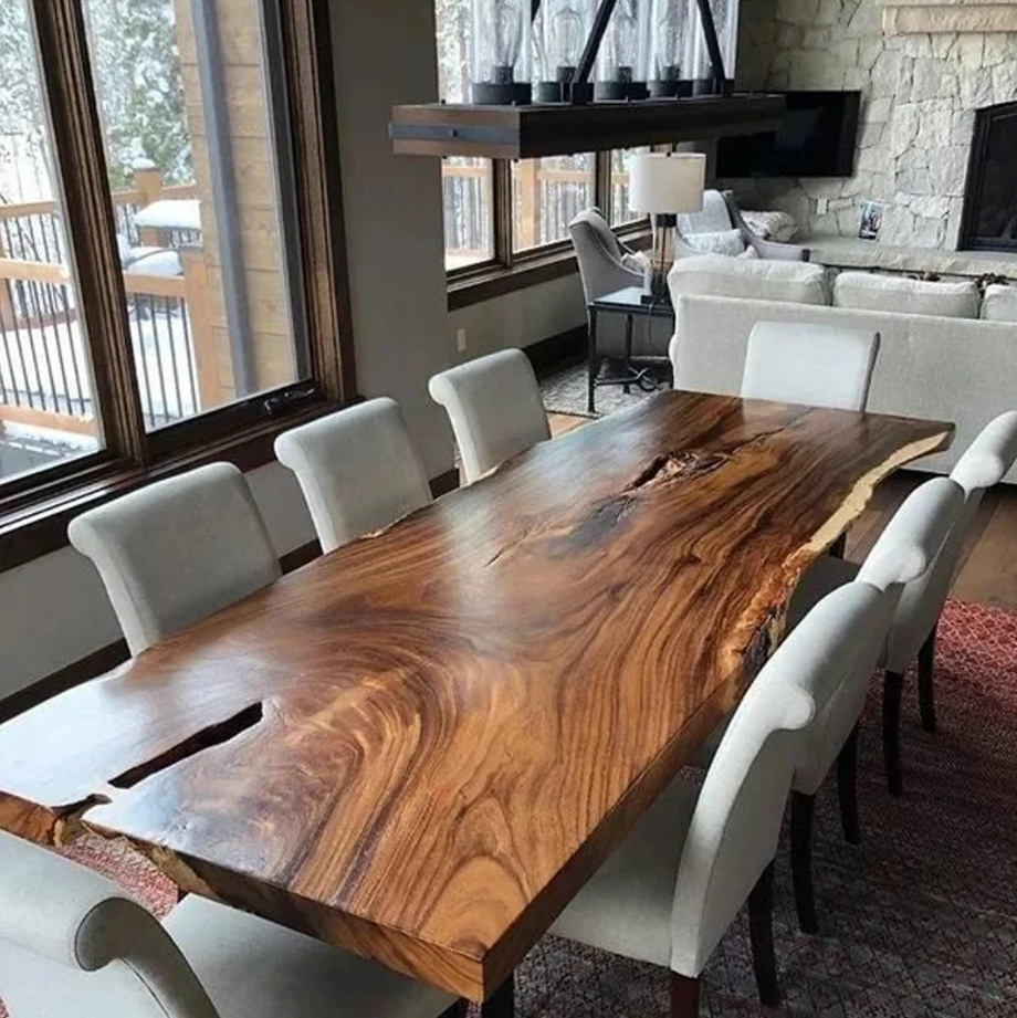 Luxury 16 person office room conference wooden table walnut solid wood dining table live edge wood slabs