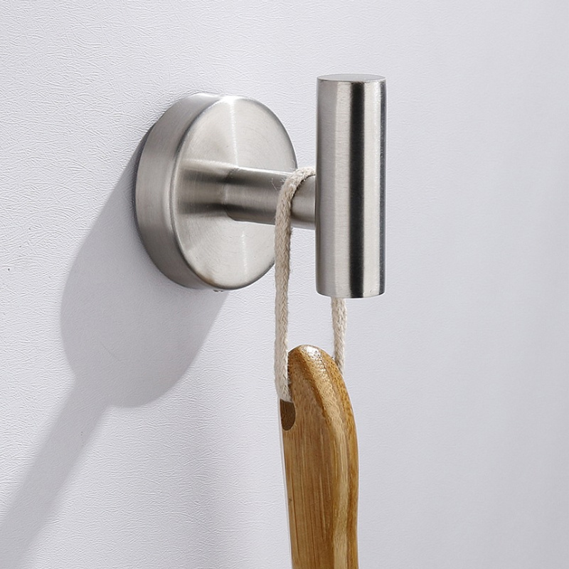 Cross-border Hot Selling Hardware Accessories 304 Stainless Steel Round Single Hook Coat Hook Bathroom Metal Coat Hook