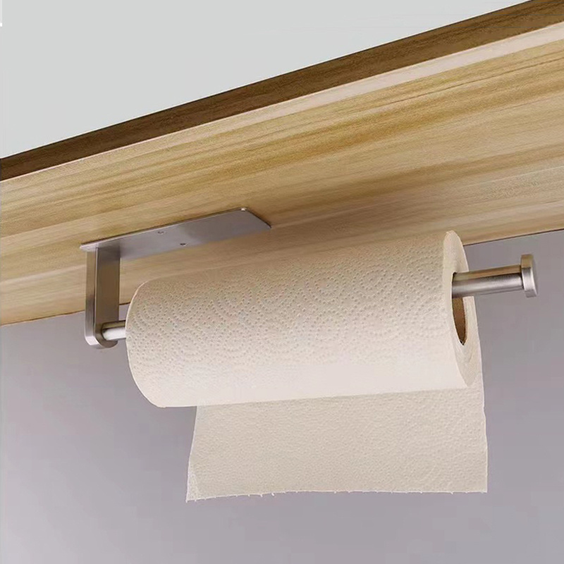 Paper Towel Holder Self-adhesive Wall-hanging Bathroom Towel Holder Single Rod Bathroom Without Perforating