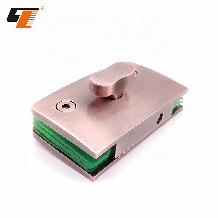 High Quality Red Brass Office Sliding Glass Door Latch Lock Frameless Swing Glass Door Lock