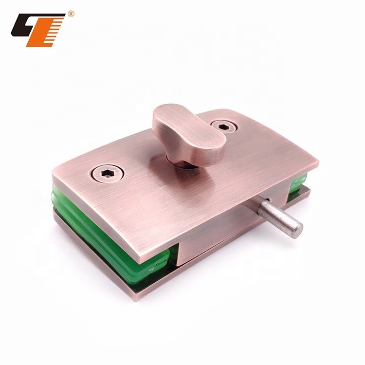 High Quality Red Brass Office Sliding Glass Door Latch Lock Frameless Swing Glass Door Lock