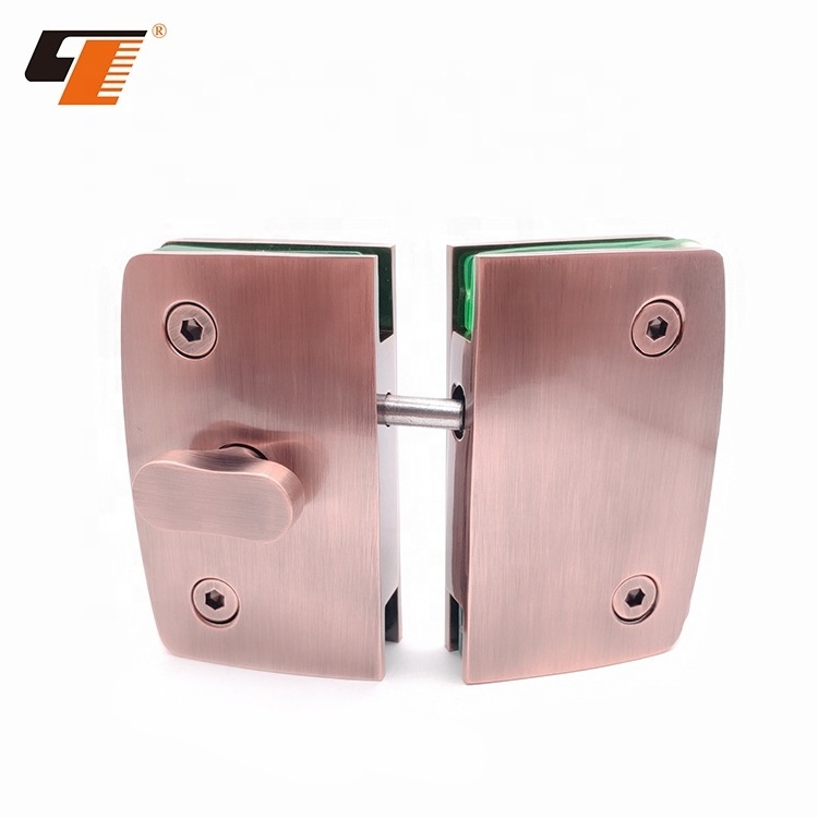 High Quality Red Brass Office Sliding Glass Door Latch Lock Frameless Swing Glass Door Lock