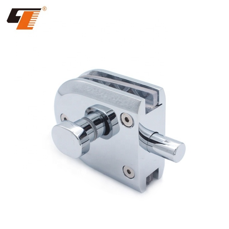 High quality Polished Zinc Alloy Office Sliding Glass Door Latch Lock Tempered Glass Door Lock