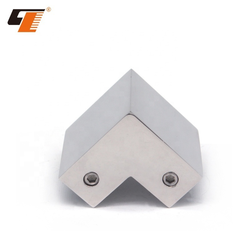 Factory direct selling polished stainless steel 304 bathroom accessories glass connector 90 degree corner block