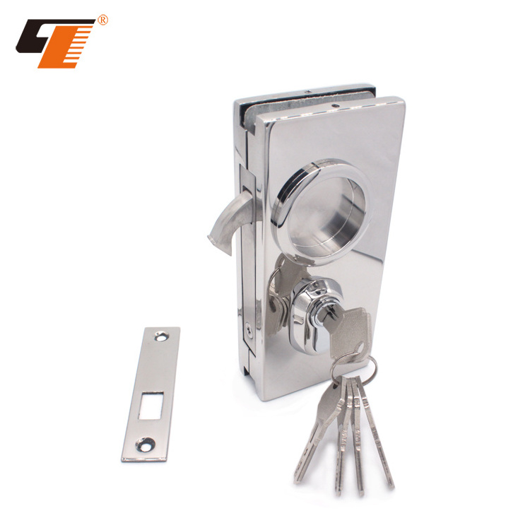 Hot Selling Office Bathroom Glass Patch Fitting round recess handle 8-12mm Sliding Glass Door Lock