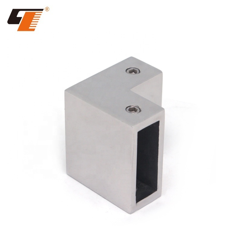 Factory direct selling polished stainless steel 304 bathroom accessories glass connector 90 degree corner block