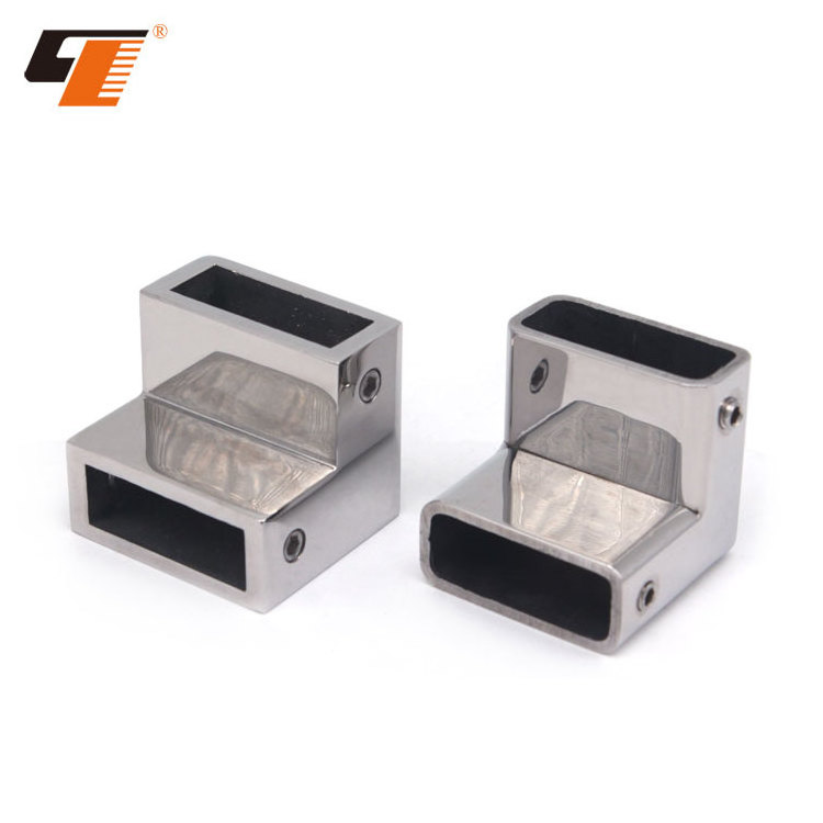 Factory direct selling polished stainless steel 304 bathroom accessories glass connector 90 degree corner block