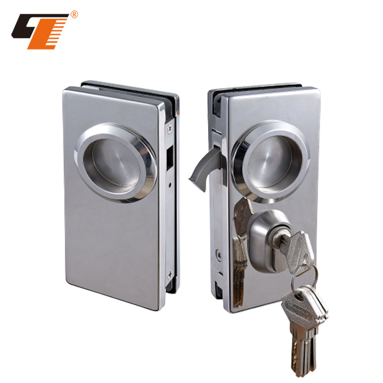 Hot Selling Office Bathroom Glass Patch Fitting round recess handle 8-12mm Sliding Glass Door Lock