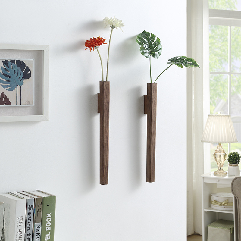 Wholesale Wall Mounted Hanging Flower Bud Plants Wooden  hydroponic vases Stand For Home Garden Decoration