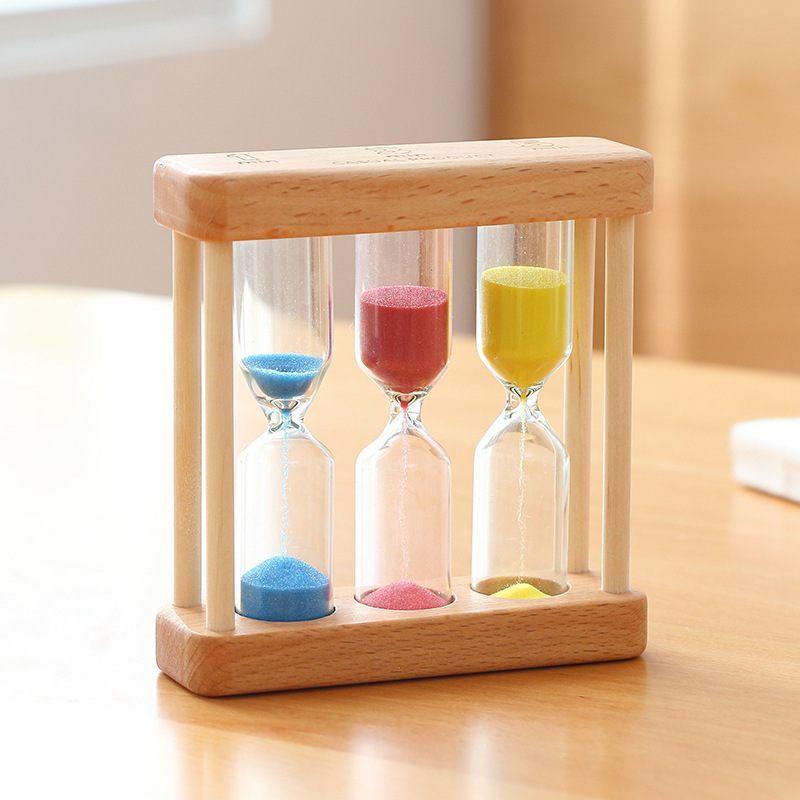 Wholesale Modern Creative 1/6 Hourglass 3/5 Minutes round Wood Sand Timer for Everyday Timing Use