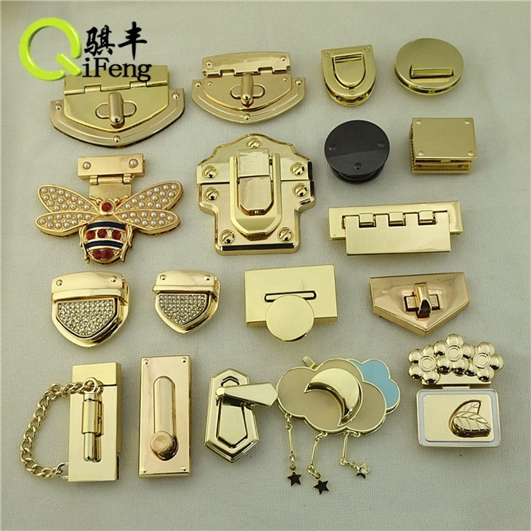 Wholesale Metal Push and Turn Lock Logo Color Custom Closures Bag Twist Locks Custom Design Press Handbag Lock Hardware for Bags