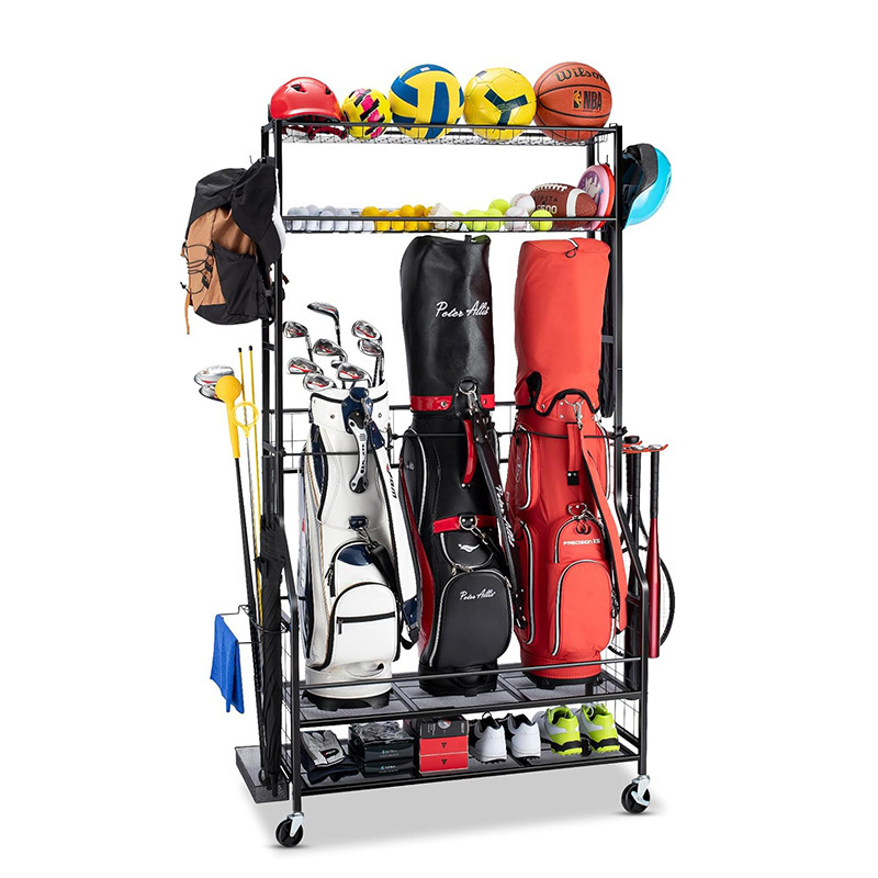 High Capacity Factory Manufacturing Golf Garage Storage Organizer Box Golf Club Bag Sports Equipment Storage Rack