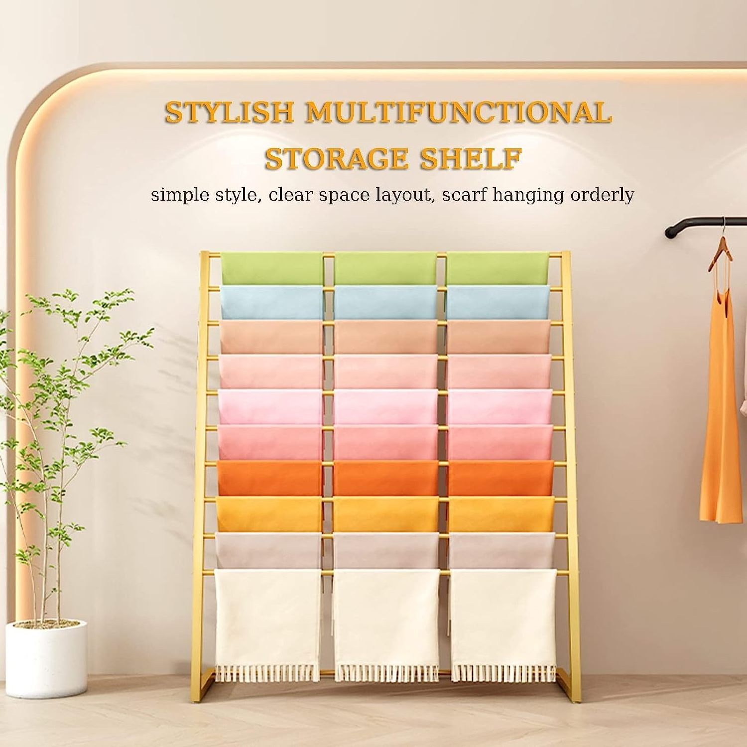 Luxury Floor Gold Clothing Rack Metal Scarves Hanger Round Silk Scarf Holder Display Hanger Rack Garment Rack