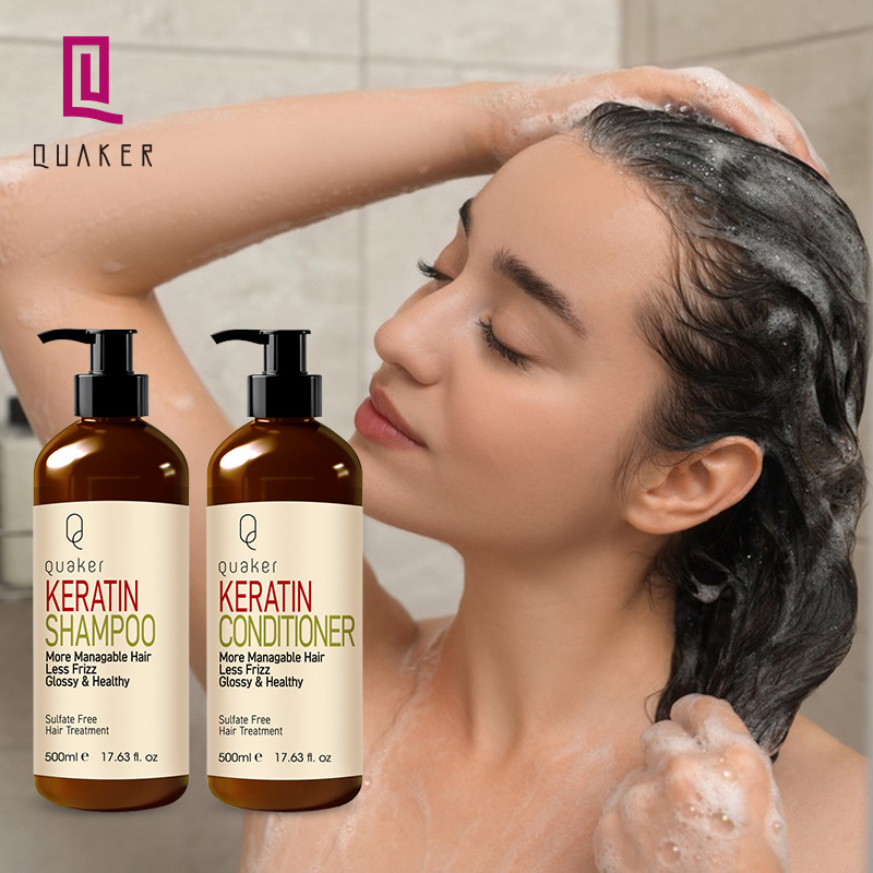 Qquaker Professional Manufacturer Paraben Free Salon Hair Shampoo Private Label Keratin Shampoo And Conditioner Hair Care Set