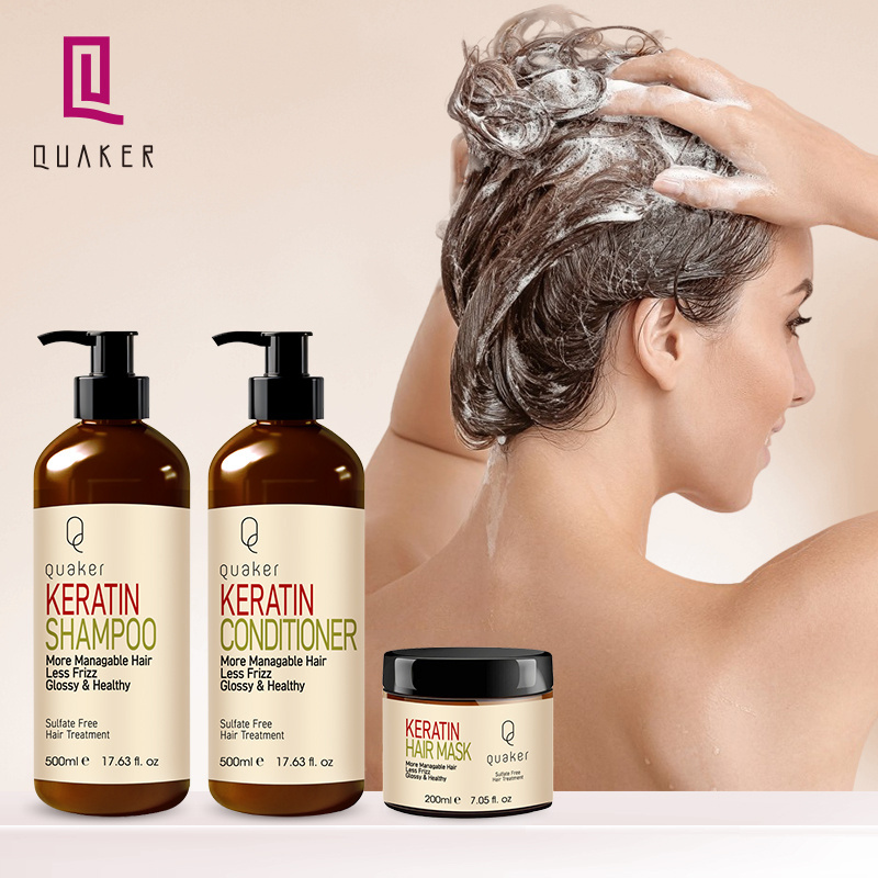 Qquaker Professional Manufacturer Paraben Free Salon Hair Shampoo Private Label Keratin Shampoo And Conditioner Hair Care Set