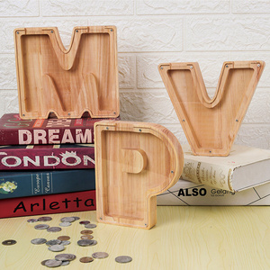 Large Wooden Letter Coin Personalized Piggy Bank for Boys Girls Kids Toddler Adults Money Bank Best Gift for Friends