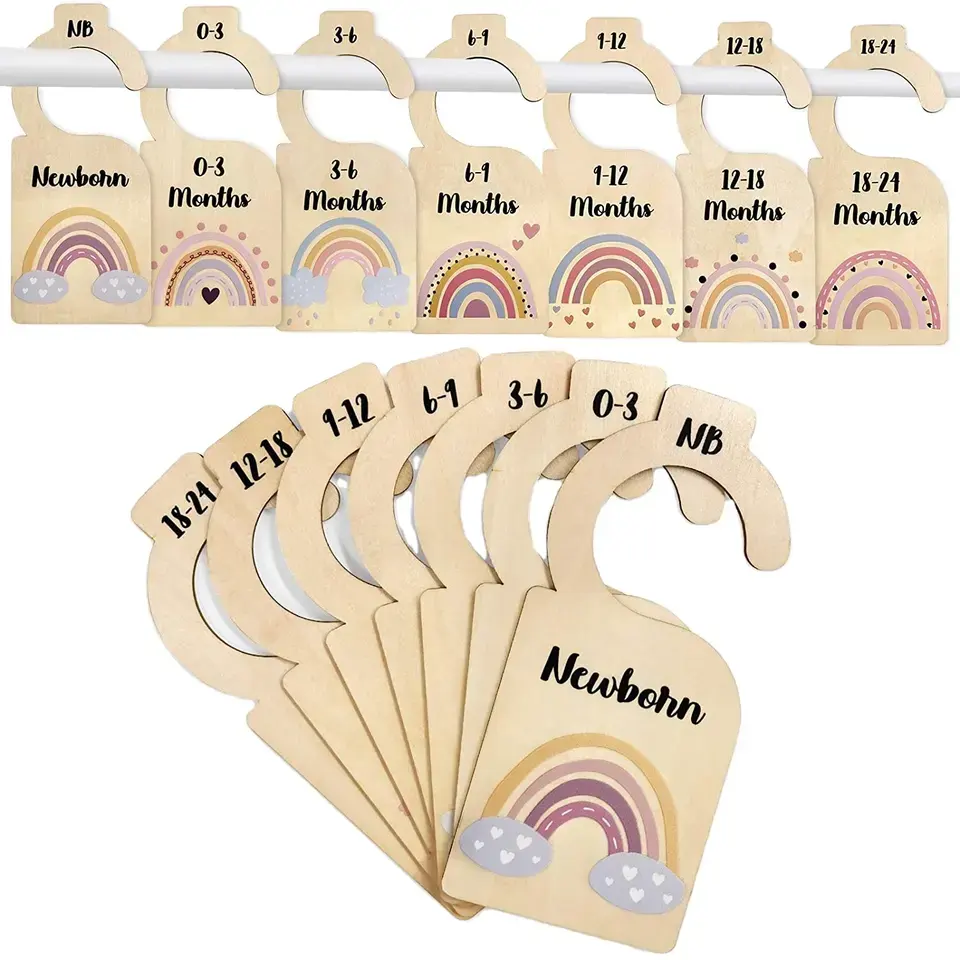 Set of 7 Neutral Hangers (boy & girl) Baby Closet Dividers Baby Clothes Closet Dividers Organizer